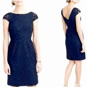 J Crew Elsa Black Lace Dress 4 fitted short sleeve cocktail party formal small